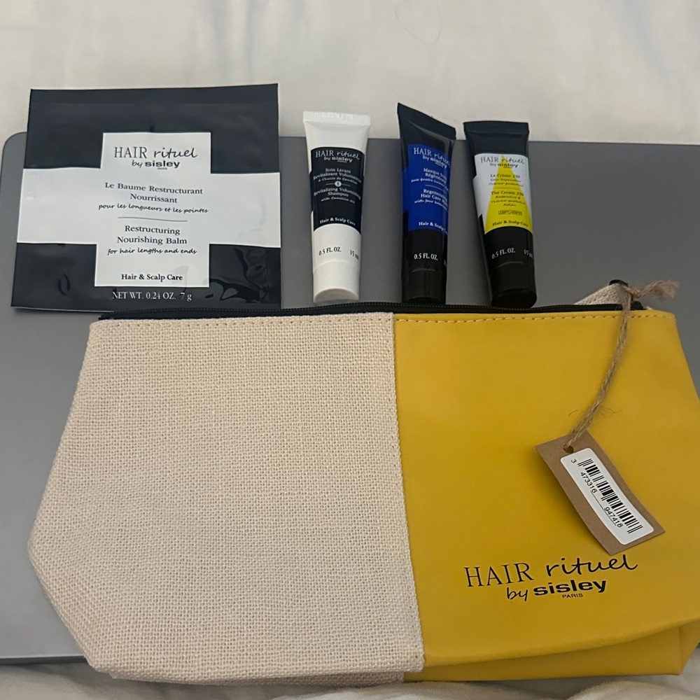 Sisley-Paris Hair Rituel Travel Set with Yellow and Cream Pouch